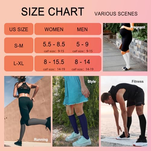 Image of Iseasoo 4 Pairs Compression Socks for Women Circulation-Best Support for Nurses,Running,Athletic,Travel