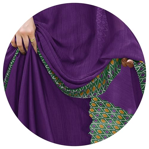 Image of MIRCHI FASHION Saree for Woman Chiffon Georgette Polka Dot Border | Plain Lightweight Women's Sari with Printed Pallu and Blouse Piece