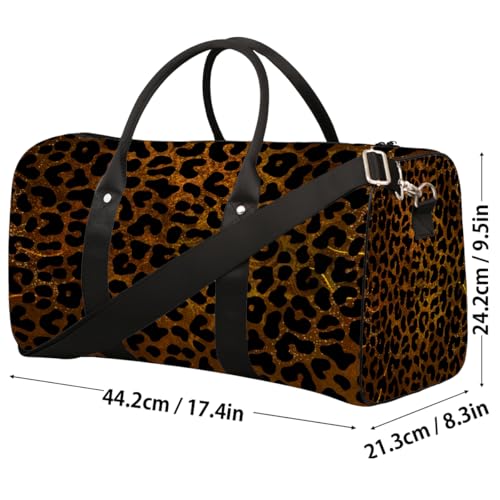 Leopard Print Gold Skin Travel Duffle Bag Sports Gym Bags for Women Men Weekender Overnight Bags Waterproof Carry On Tote Bag Workout Bag for Dance Swimming Yoga Hospital4