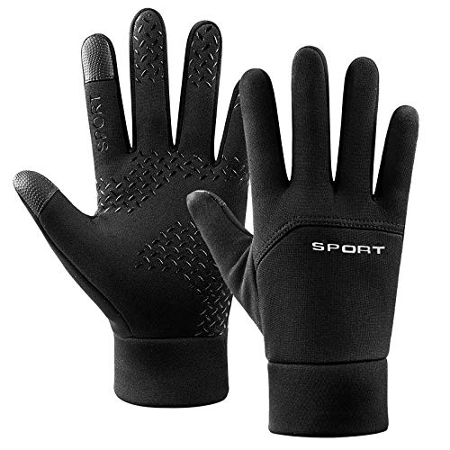 TAGVO Guantes para deportes de invierno, guantes de ciclismo antideslizantes, guantes de trabajo para exteriores, impermeables y cortavientos, guantes de correr portátiles, ajuste ceñido, forro polar