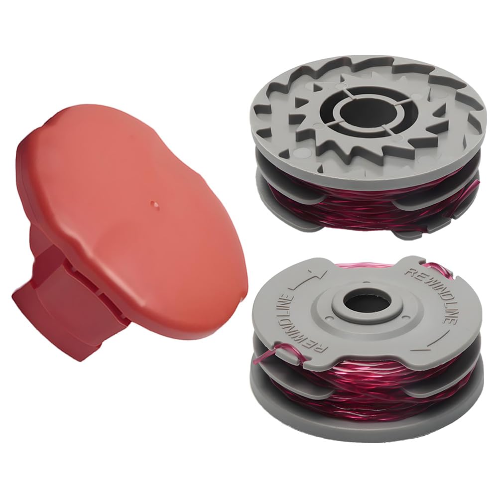 Txdzking 2-Pack Strimmer Spool & Line Replacement with 1 Cover Compatible with Flymo Contour 500E, 500 XT, Power Trim, Mini Trim, Multi Trim – Replaces FLY021/513937190 & FLY060