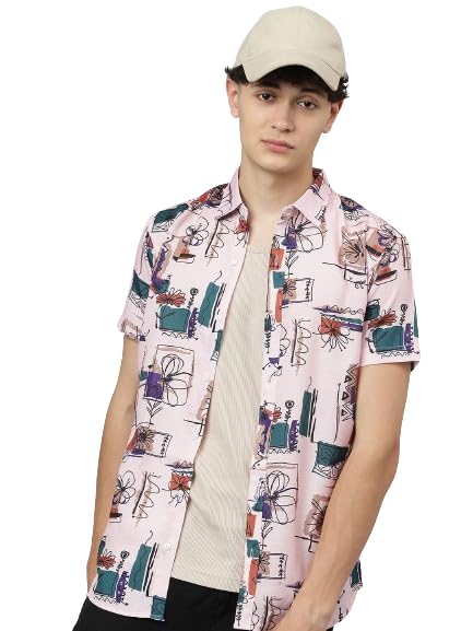 Image of LookMark Men's Trendy Cotton Blend Spread Collar Half Sleeve Printed Shirt||Printed Party Shirt for Men||AZ-LM-P1-PRINTED Shirt Dean-Parent