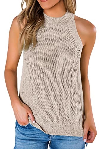 SySea Womens Summer Loose Knit Shirts Sleeveless Halter Neck Sweater Tank Tops