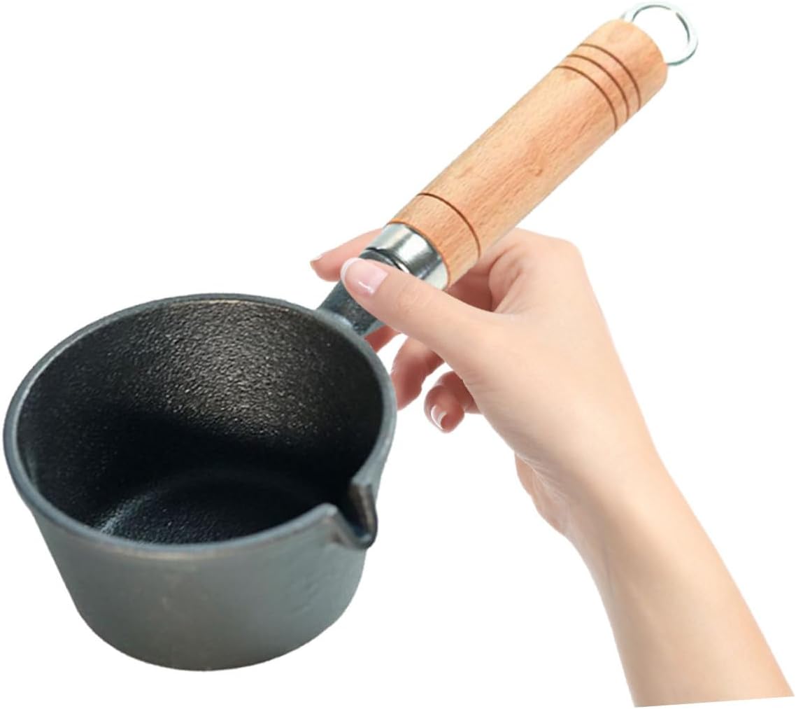 Mini Egg Frying Pan Cast Metal Butter Melting Pan with Long Handle