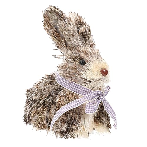 Cabilock Charming Bunny Birthday Decor Hand Crafted Straw Rabbit Ornament for Home