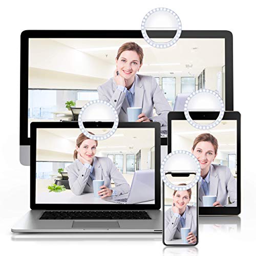 Meifigno Selfie Ring Light, [Rechargeable] with 36 LED Lights, 3-Level Adjustable Brightness Clips On Phone Ring Light Compatible with iPhone X Xr Xs 7 8 Plus 11 12 Pro Max iPad Laptop Samsung, White - Thumbnail 7