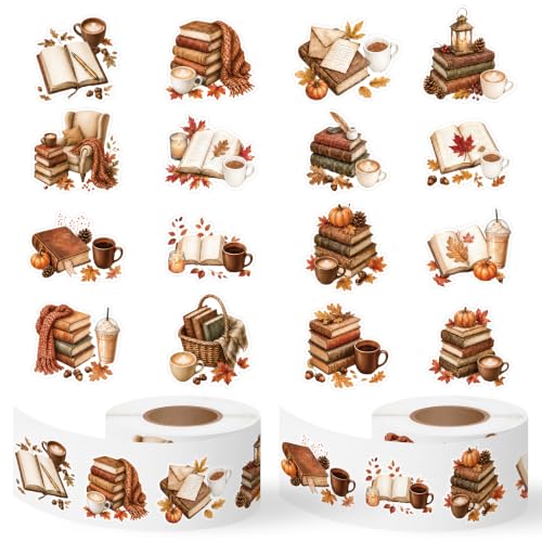 Image of Self Adhesive Coffee Sticker for Laptop Water Bottle DIY Craft | 2 Rolls Watercolor Book Waterproof Vinyl Strong Adhesion Easy Peel & Stick for Journals Laptops Bookish Gifts