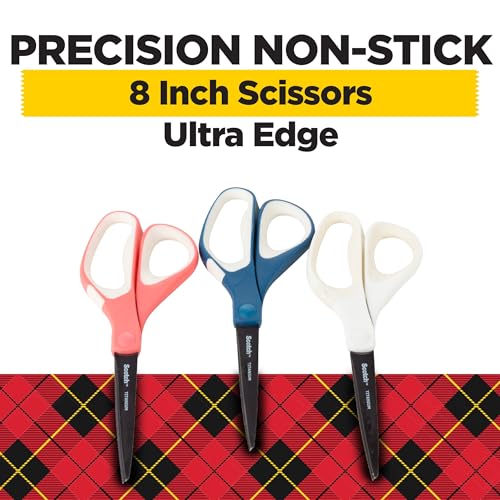 Image of Scotch Brand Precision Ultra Edge Scissors, Left- or Right-Handed, 8 Inch, 3-Pack