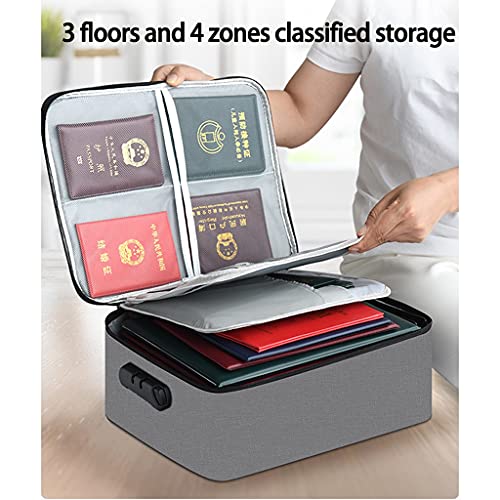 Porta documenti, borsa portatile per documenti importanti, organizer da viaggio multistrato, impermeabile e chiudibile a chiave