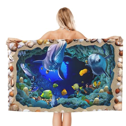 Serviette dauphin imprimée 3D idéale pour plage et douche - 3
