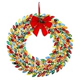 Mr. Christmas 30" Retro C9 Bulb Wreath - Multi-Color with Warm White LED Lights