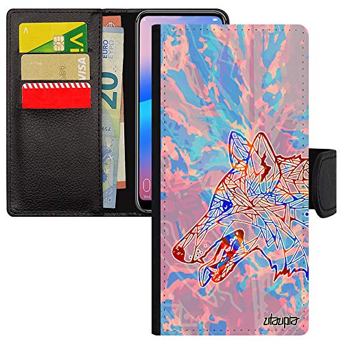 Coque loup Xiaomi Redmi Note 9s étui portable azteque plume multicolore
