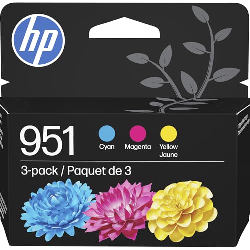 HP 951 Cyan, Magenta, Yellow Ink Cartridges (3 Pack) | Works with...