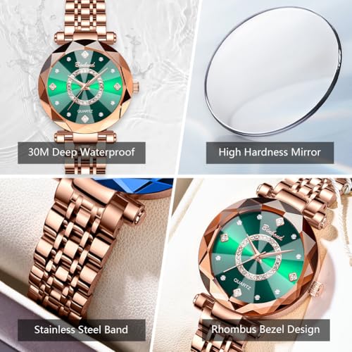 Watches for Women Rose Gold Luxury Diamond Fashion Elegant Dress Stainless Steel Ladies Female Wrist Watch Gift Waterproof4