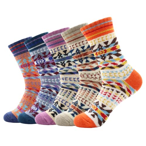Image of Wool Socks for Women, Cozy Thermal Fall Winter Hiking Alpaca Warm Think Knit Comfy Crew Calf Socks