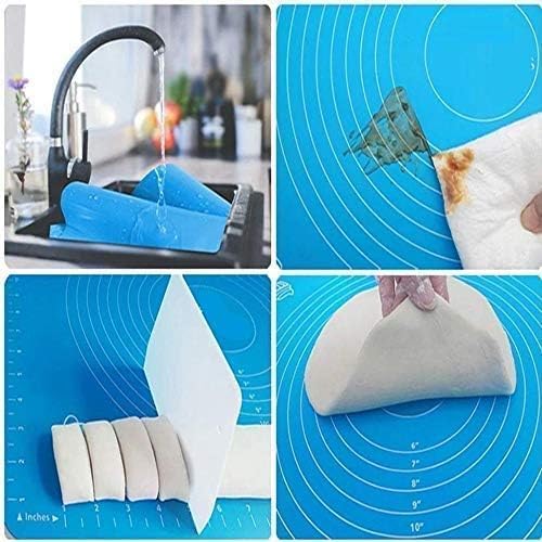 ERITIN Silicone Baking Mat 50x40 cm - Non-Stick Roti/Chapati Kneading & Rolling Mat for Dough, Cake, and Fondant (Multicolor) 2