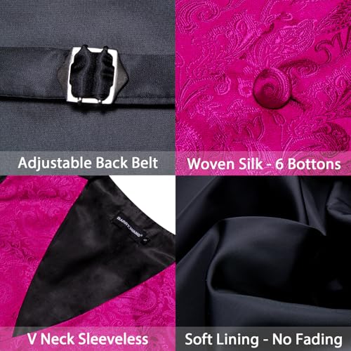Image of Barry.Wang Formal Men Flower Vest Paisley Jacquard Silk Ties Suit Waistcoat Set Wedding 5PCS