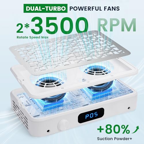 Nail Dust Collector Professional Dual Turbo miniatura 2