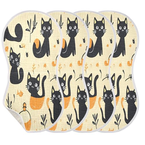 Cartoon Cat Burp Cloths Cotton Baby Washcloths,Large 22x11in Burping Cloth Absorbent and Soft for Newborn Baby Boys and Girls,2 Pack3