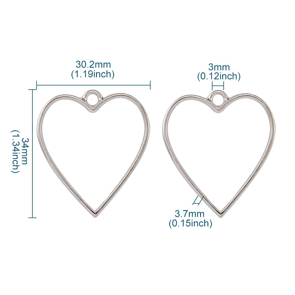 Pandahall Lot De 20 Pendentifs Cadre Cœur Creux Alliage Plaqué - 21.5 X 18.5 Mm Pour Bijoux