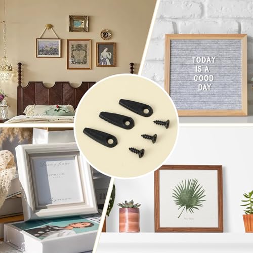 Image of 100 Pieces Picture Frame Turn Button Fasteners Set, Picture Frame Backing Clips with 100Pcs Screws Pictures Frames Corner Fasteners for Hanging Pictures Artwork Gift Box Decoration Box (Black)