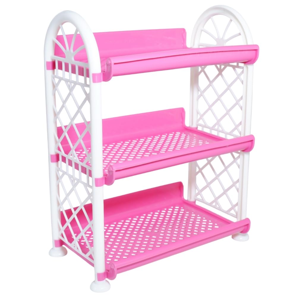 Simply Home Rexo 3 Tier Plastic Multipurpose Storage Organizer-Easy to Fit, Wall Hanging Durable & Lightweight Rack for Kitchen, Bathroom,Kids & Office - Space-Saving Rack| Set of 1 | Pink-image-28