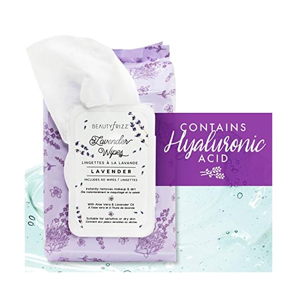Beautyfrizz-Lavender-Face-Cleansing-Wipes-120-pcs-Gentle-Makeup-Remover-Wipes-for-Face-and-Neck-Facial-Wipes-with-Aloe-Vera-Retinol-Castor-Oil-and-Vitamin-E-Stay-Fresh-with-Lavender-Wipes BeautyFrizz Lavender Face Cleansing Wipes - 120 pcs - Gentle Makeup Remover Wipes for Face and Neck - Facial Wipes with Aloe, Retinol, Castor and Vitamin E - Enjoy these Lavender Face Wipes