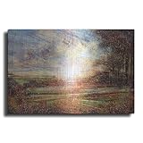 Luxe Metal Art 'Autmn Meadow at Sunset' by Marc Todd, Metal Wall Art, 16"x12"