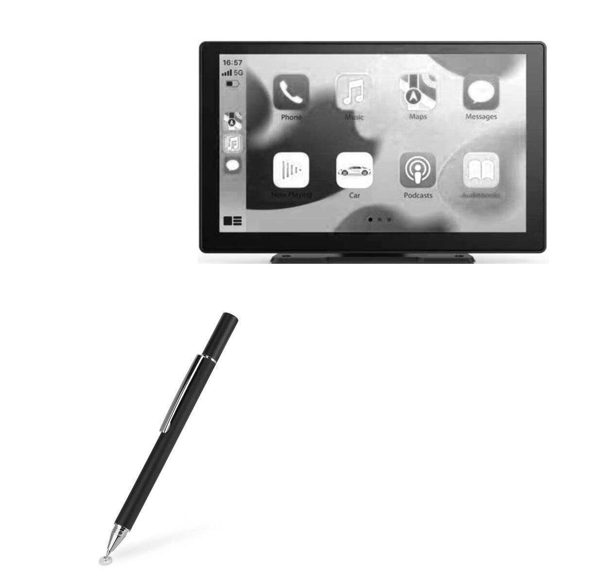BoxWaveStylus Pen Compatible with HAUXIY Q9S Wireless Carplay Touchscreen - FineTouch Capacitive Stylus, Super Precise Stylus Pen - Jet Black