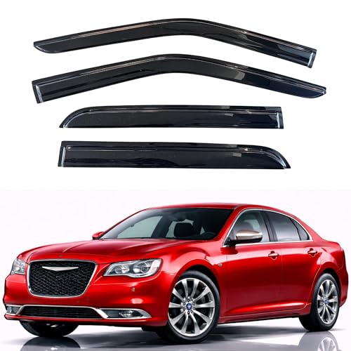 Image of KPY Rain Guards Fit for 2011-2023 Chrysler 300, Out-Channel Window Visors Vent Wind Deflectors 4PC, Car Accessories for 11-23 Chrysler 300 (Excludes Touring Model)