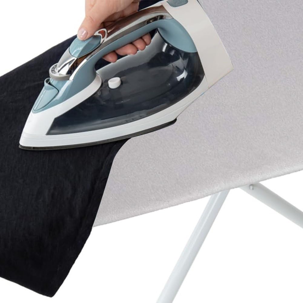 Funda para tabla de planchar de algodón de alta calidad, resistente a las quemaduras, acolchado con revestimiento plateado, borde elástico para una fácil instalación y planchado sin esfuerzo (147 x 48
