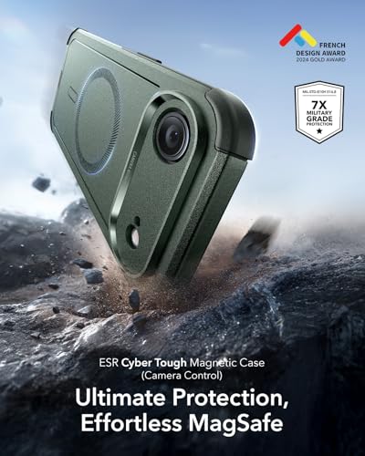 Image of ESR for iPhone Air Case, 23ft Military-Grade Drop Protection, Shock-Absorbing Rugged iPhone 17 Air Cover, MagSafe Accessories Compatible, Cyber Series, Olive Green