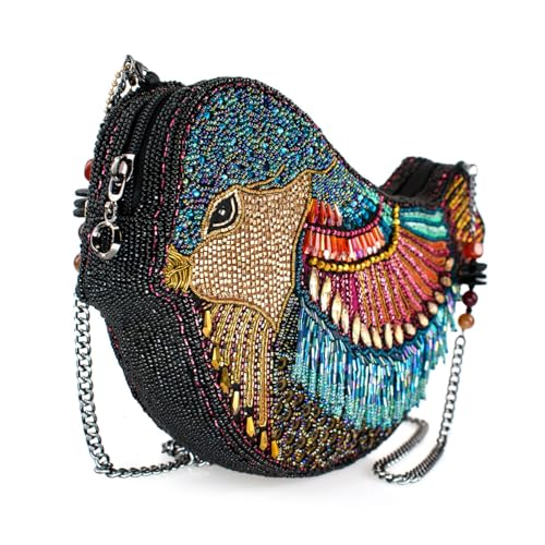 Mary Frances Lustrous Wings Beaded Crossbody Handbag Bird-Shaped Novelty Evening Purse, Multicolor4