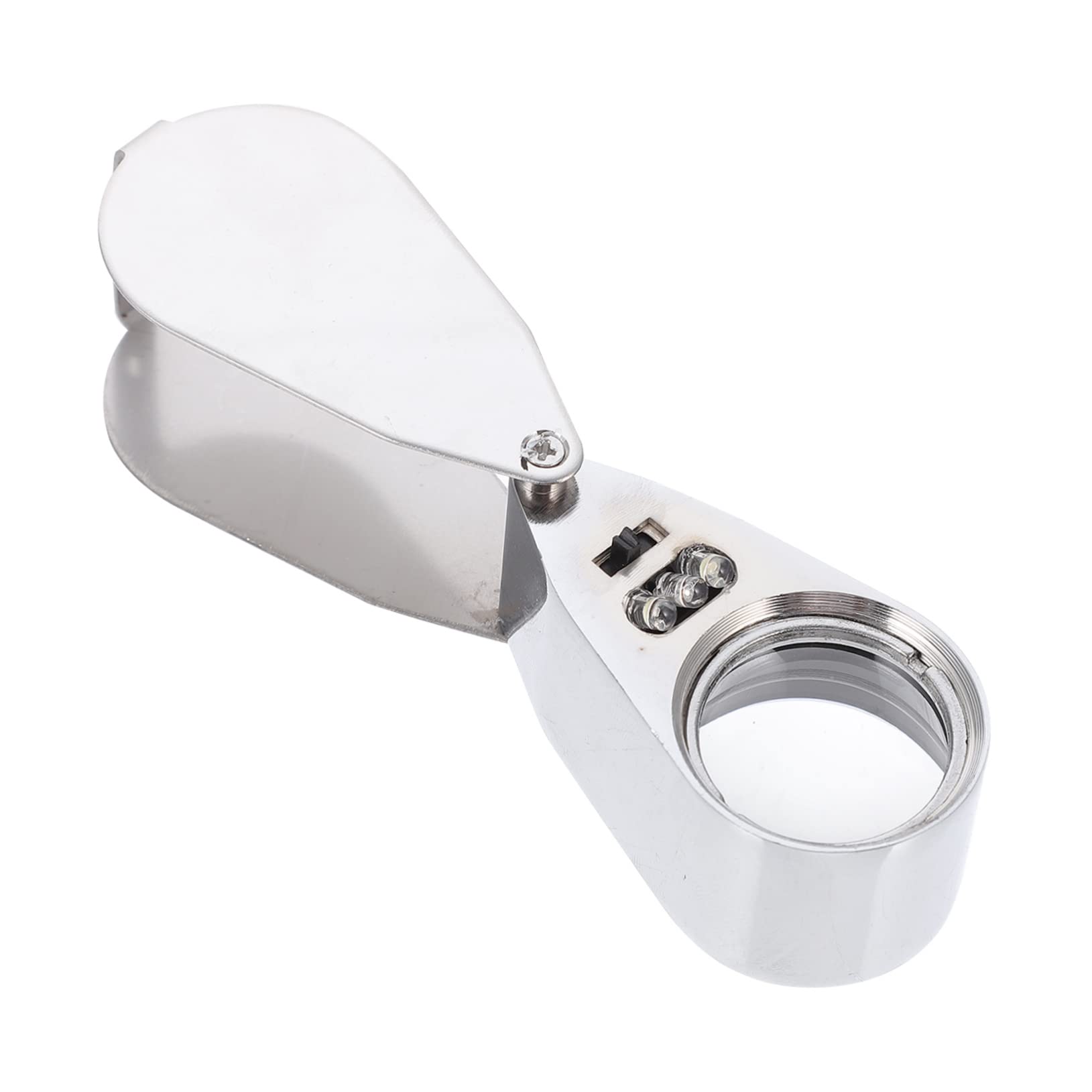 minkissy Fine Craftsmanship Metal Frame Magnifying Glass Led Light Jewelry Loupe Foldable for Carry