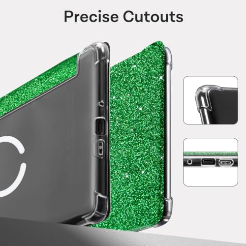 Image of CoBak Magnetic Clear Case for 7 inch E-Reader | Compatible with PopSockets /UGREEN /Anker Magnetic Grip and Stand, Auto Sleep and Wake, Jade Glitter