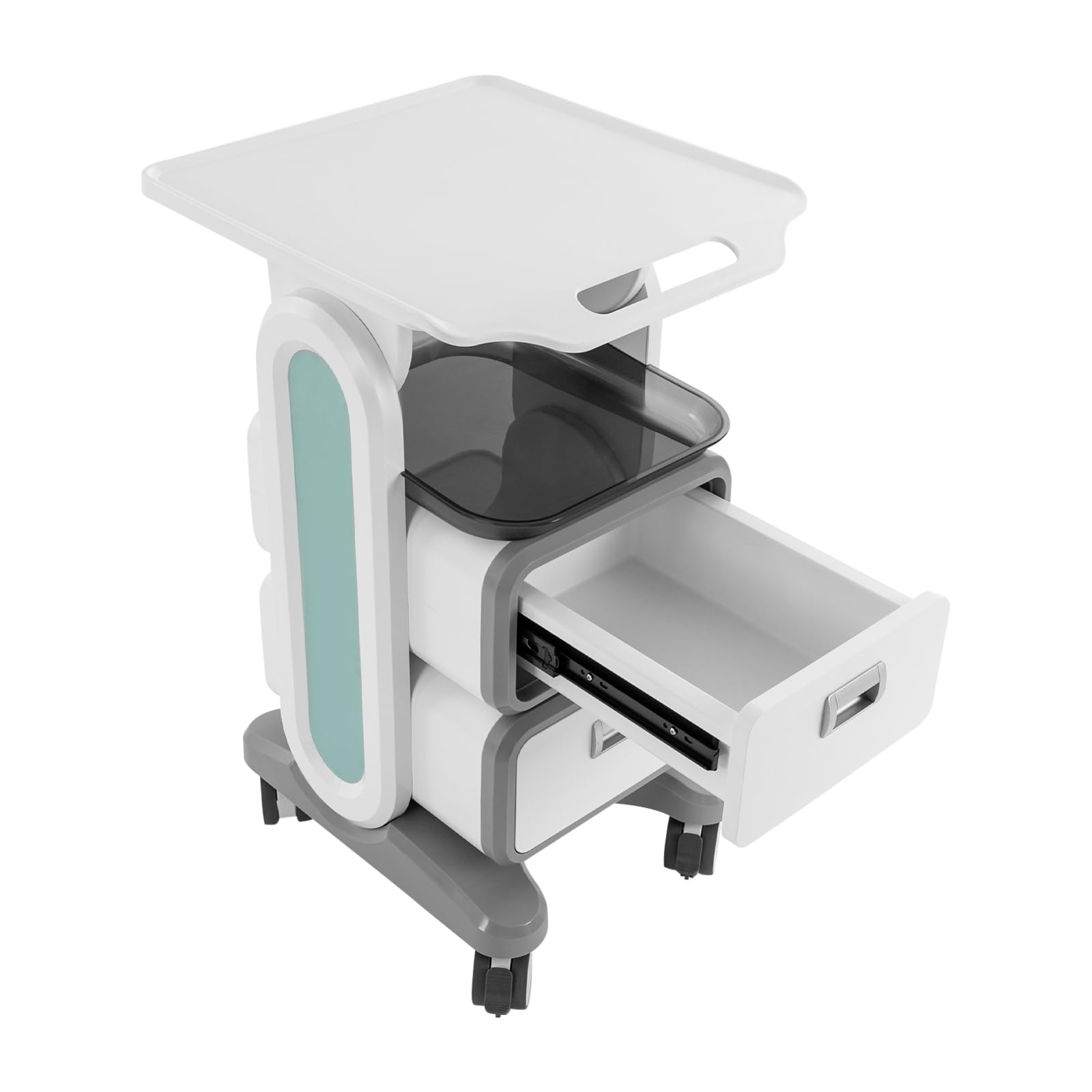 Carro médico con 2 cajones y 4 ruedas, multifunción portátil para medicina, cuidado de niños, odontología, salones de belleza