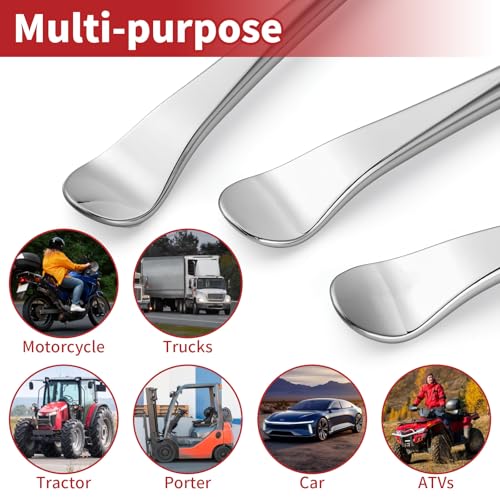 Image of MAQUITA Tire Spoons Iron Set, 3pcs Steel Tire Changing Removal Tool 295mm for Dirt Bike Lawn Mower Motorcycle Tire Spoon Lever|Rim Protector Valve Tool Valve Cores Tire Valve Stem Tool kit