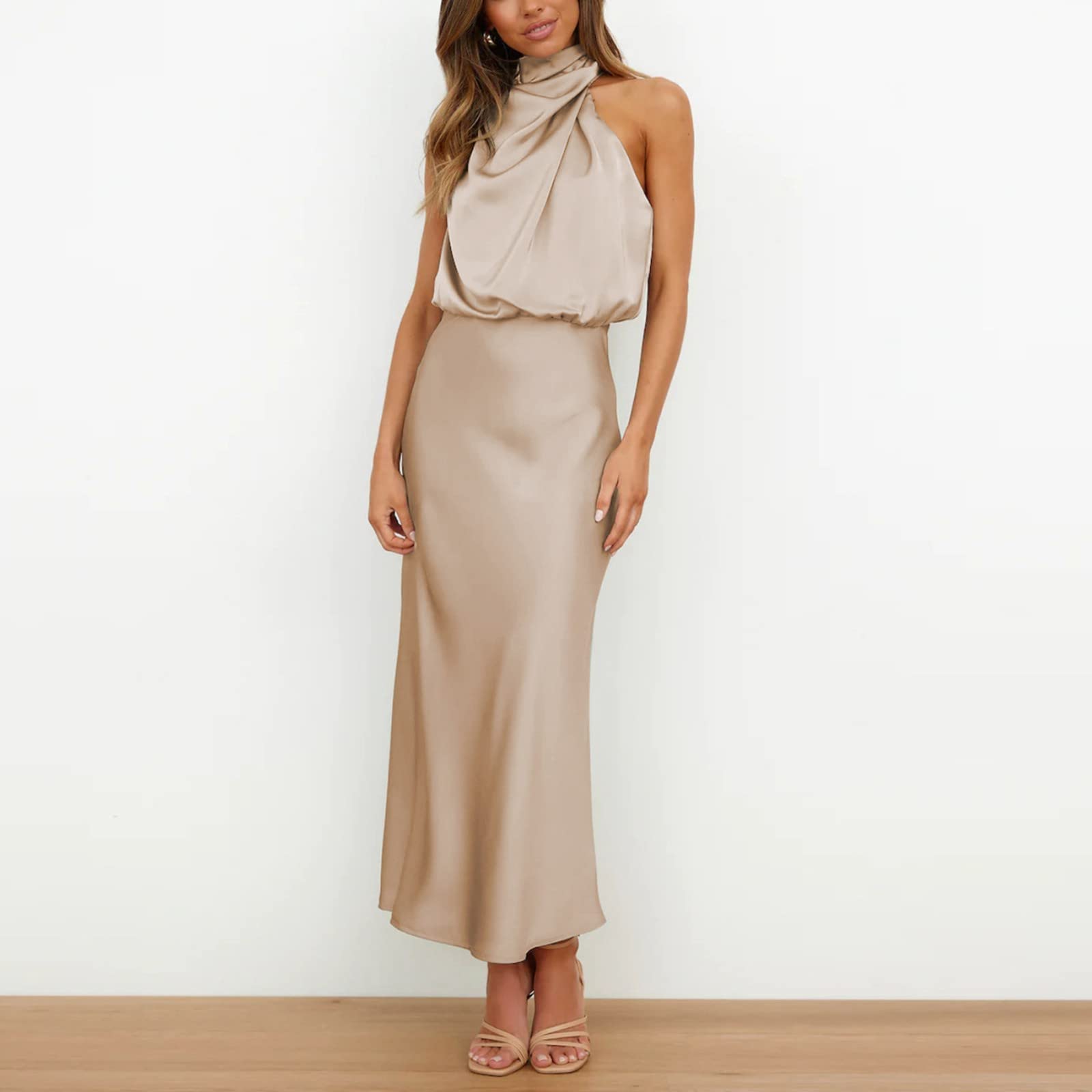 Vestido de noche largo y elegante para boda, vestido de noche, vestido de fiesta, gasa, cuello en V, línea A, vestido de fiesta, elegante, A35