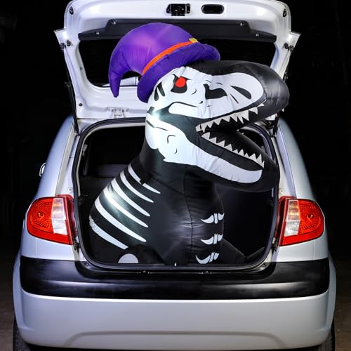 Leyndo 4 ft Halloween Inflatable Outdoor Car Decorations Skeleton Dinosaur