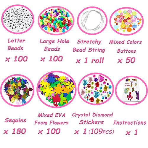 VLUSSO DIY Kids Crafts Supplies Kit - All in One Crafting Collage Activity with Pipe Cleaner Material Set for Girls Gifts Toys Arts and Crafts for Kids Ages 4 5 6 7 8 9 Year Old (Over 1200 PCS) - Thumbnail 5