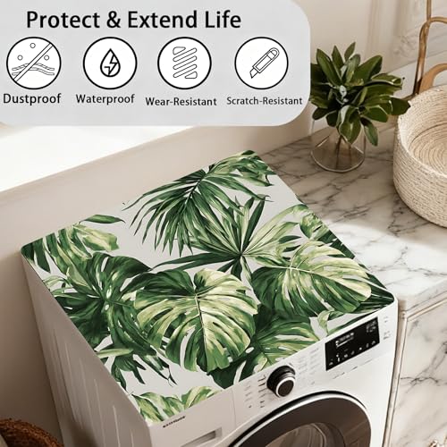 Image of Washer Dryer Top Cover Mat, Non-Slip Laundry Room Decor, Laundry Room Kitchen Appliance Decor Protector Universal 23.6 inchx19.7 inch (Leaf 1)