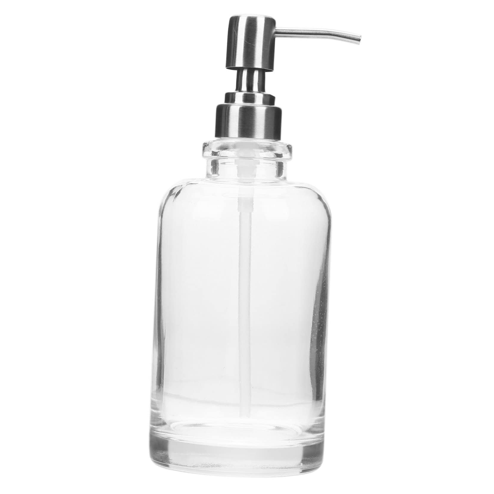 Dispensador de Jabón de Cocina y Baño Recargable de Vidrio de 500ml con Bomba de Acero Inoxidable para Almacenar Gel de Ducha o Champú en Restaurante