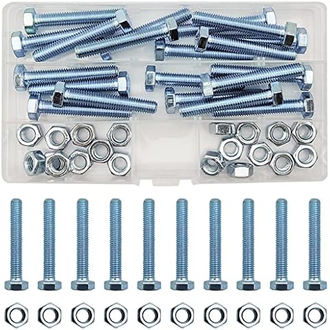 M8 Hex Nuts and Bolts Stes, Zinc Plated Steel Assorted Bolts and Nuts Repair Kits, Thread Rod Fastener Hex Nuts and Bolts Assortment - M8 x 50mm Bolts & M8 Nuts Cover