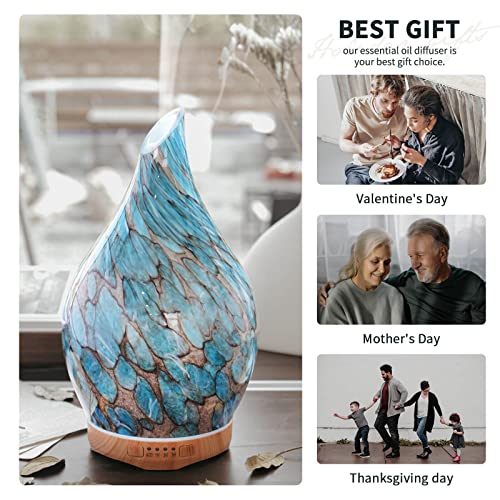 Porseme 280Ml Glass Essential Oil Diffuser Aromatherapy Ultrasonic Cool Mist Humidifier 7 Running Hours Waterless Auto-Off Air Diffusers For Sleeping, Yoga, Office Working, Spa And Rest (Light Blue) #TOP6