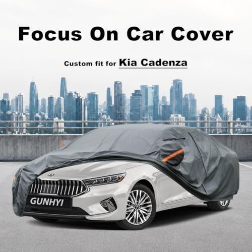 Image of GUNHYI Premium Car Cover Custom Fit Kia Cadenza, 16 Layers Heavy Duty Car Cover Waterproof All Weather with Zipper Door for Sun Rain Snow Dust Uv Protection