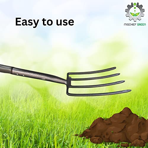 Image of Digging Fork, 40 inch Long Handle Made of Heavy Quality Iron Metal, 4 Teeth Digger | Digging Bar