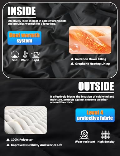 Men's Puffer Jacket Hooded Down Coat Water-Resistant Warm Winter Coats Insulated Windproof Outerwear3