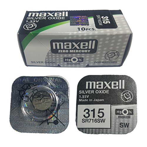 10x Pila Original Maxell 315 SR716SW 1.55V Pila Boton Oxido Plata Maxell