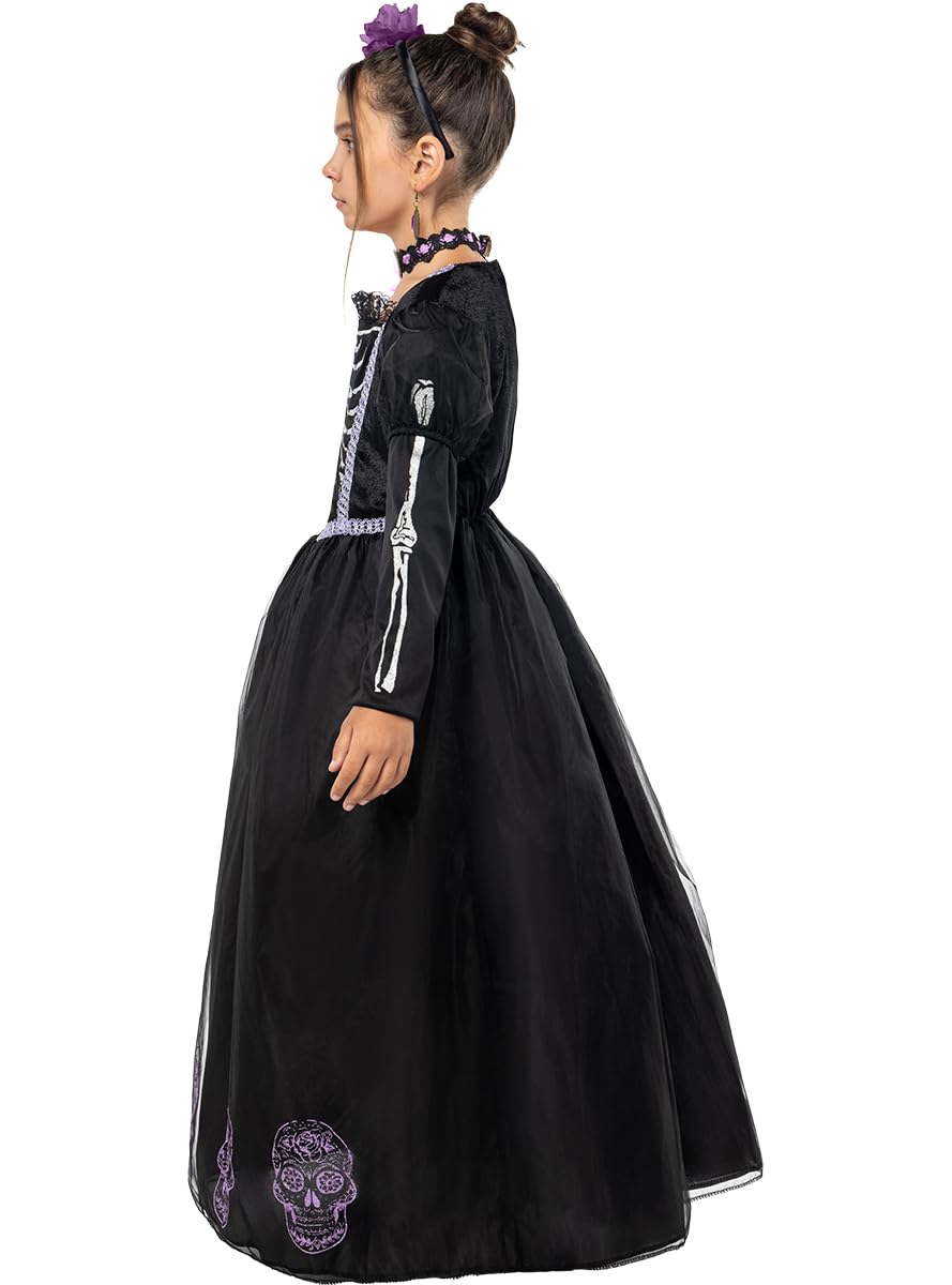 Funidelia | Costume di Catrina per il Giorno dei Morti per bambina Teschio messicano & Halloween - Costume per bambini e accessori per Feste, Carnevale e Halloween