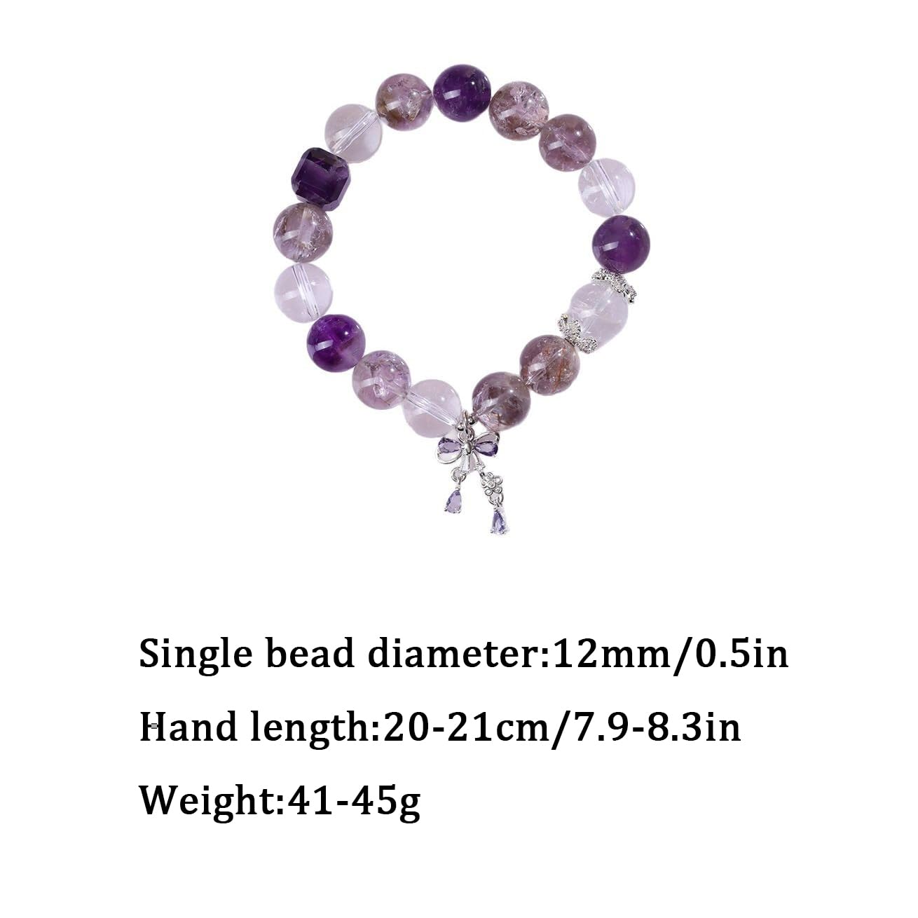 Generic Bracciale Di Ametista Per Le Donne Bracciali Di Perline Elasticizzati Di Cristallo Di Modo Di Cristallo Bianco Naturale